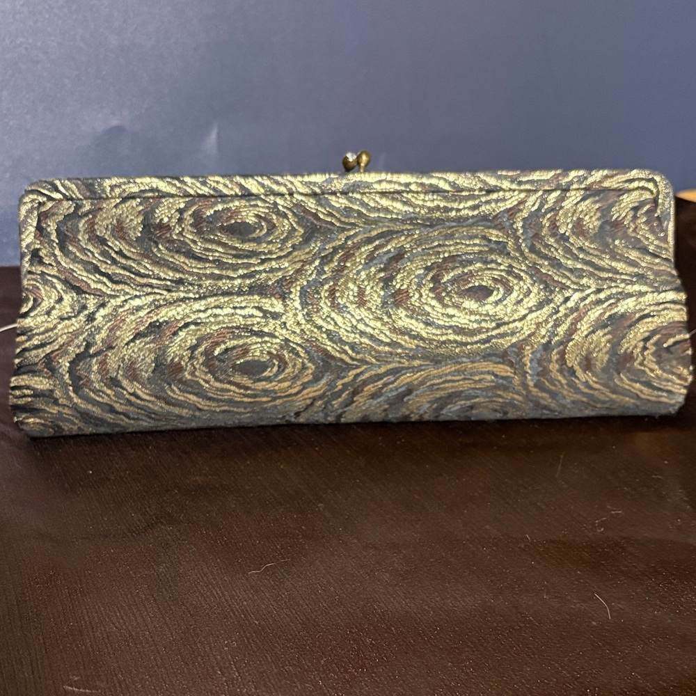 Swirl Pattern Gold and Brown Clutch